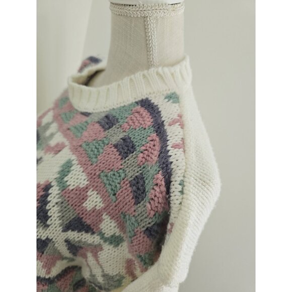 Gina Peters Fair Isle Vintage Crew Pullover Knit 80s 90s Geometric Sweater L - Picture 6 of 9